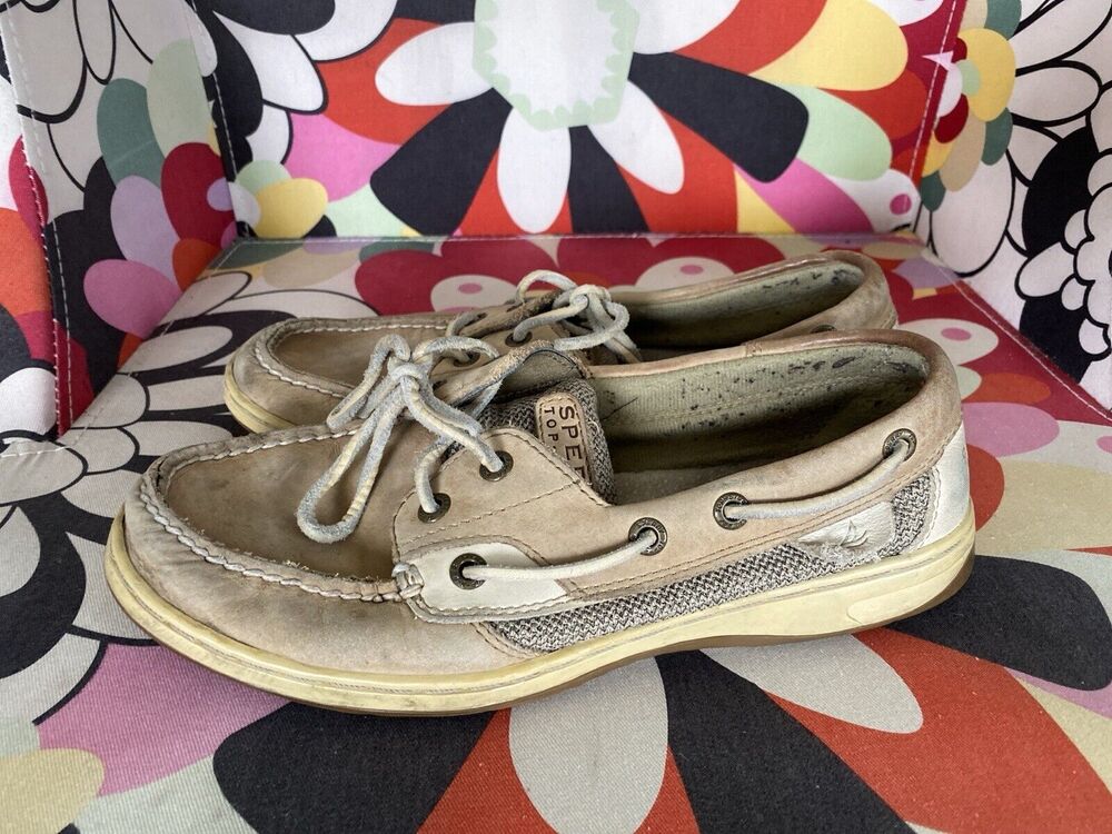 Sperry Topsider Billfish 2 Eyed Boat Shoe Linen Oat 9276619 Women's 7.5M